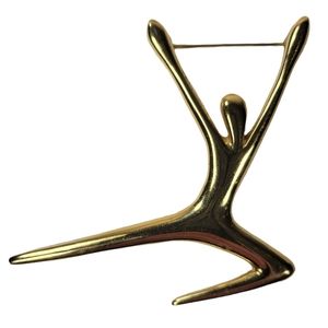 Trifari leaping dancer pin GoldTone Unique vintage 80's modern art design brooch